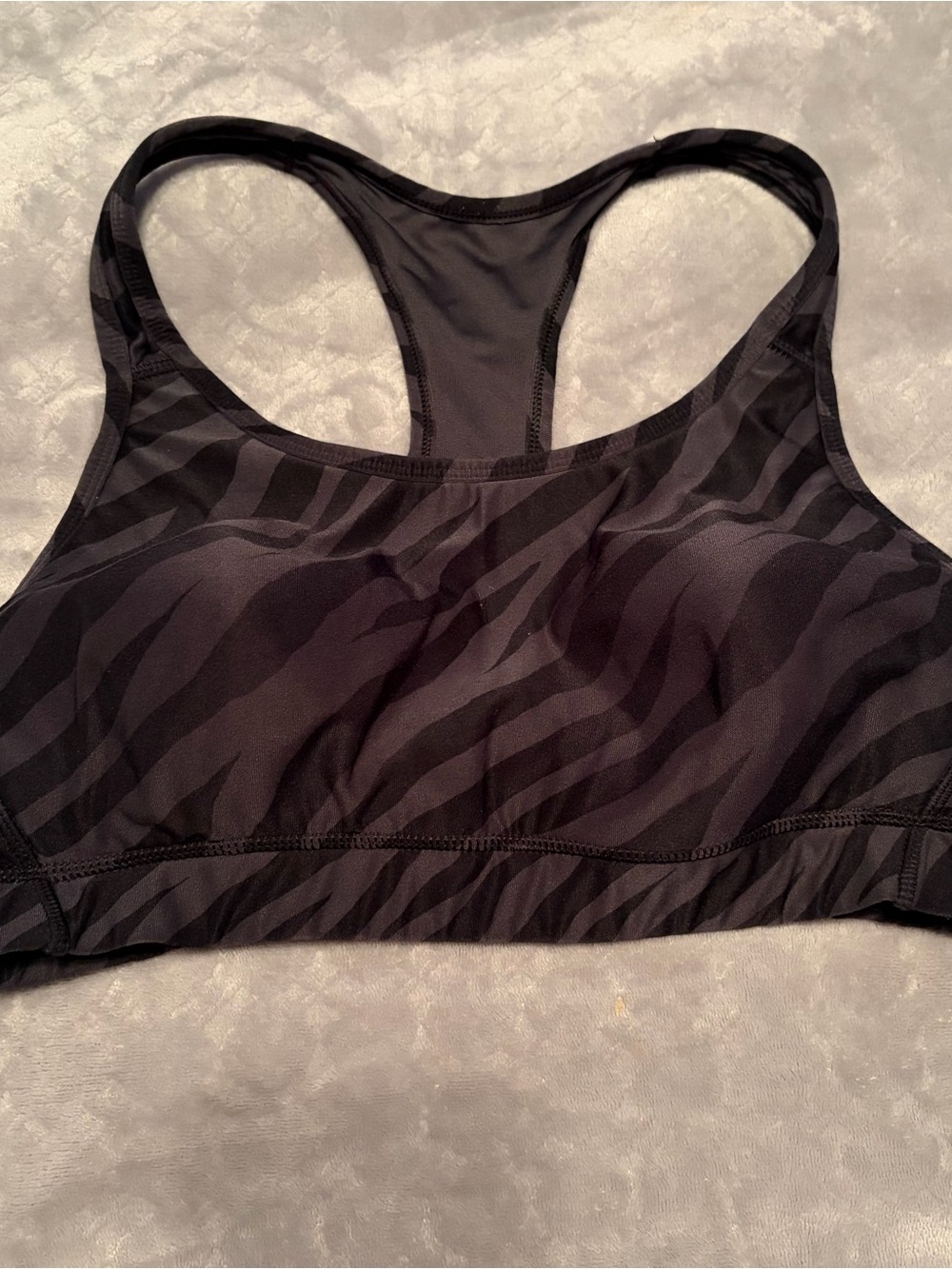 Black Zebra-Print Racerback Sports Bra